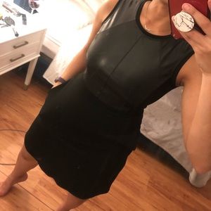 Faux Leather and Fabric Dress